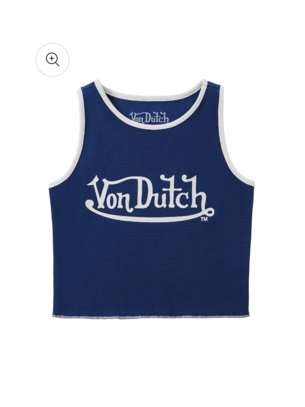 NWT Von Dutch Navy Blue Tank Top with White Logo Trim